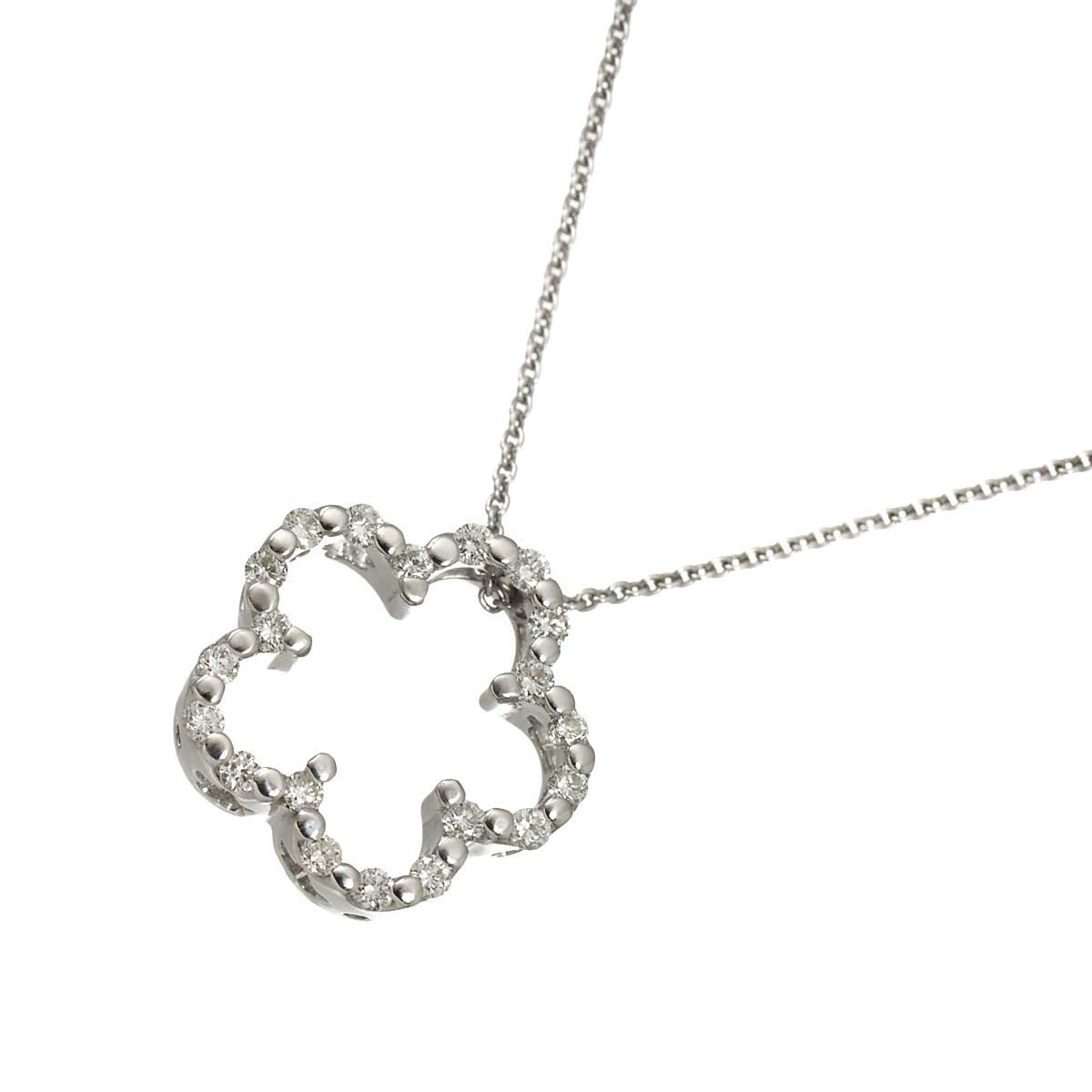 Flower Motif Diamond 0.40ct Necklace 18K White Gold 750