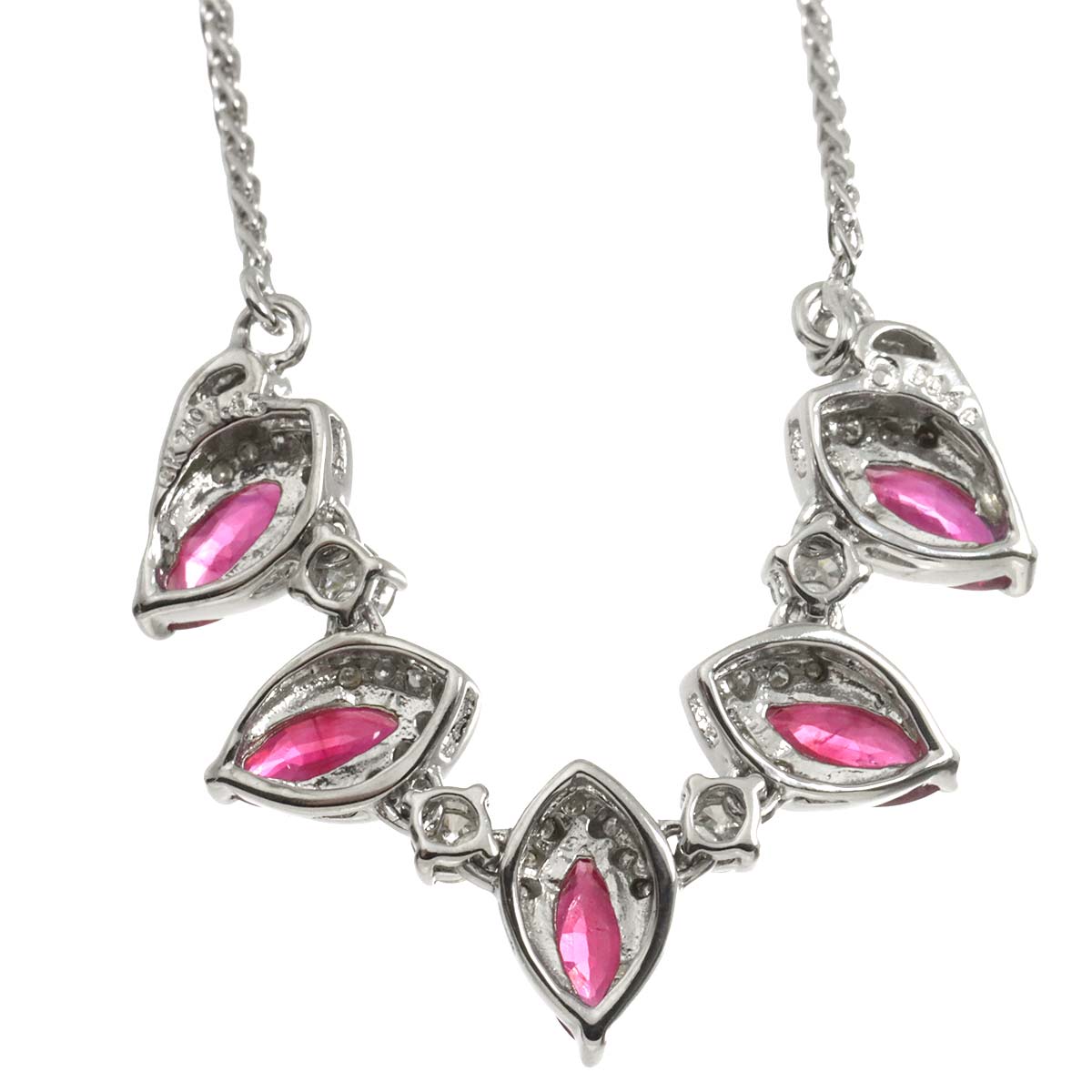 Ruby 1.45ct Diamond 0.40ct Necklace 18K WG White Gold 750 90312215