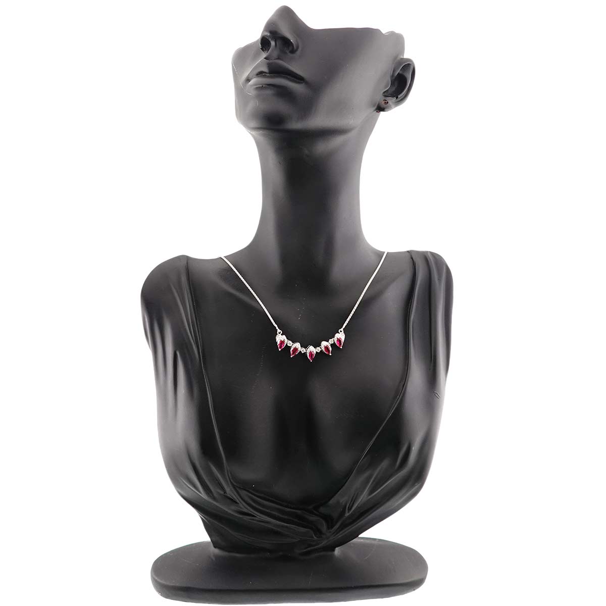 Ruby 1.45ct Diamond 0.40ct Necklace 18K WG White Gold 750 90312215
