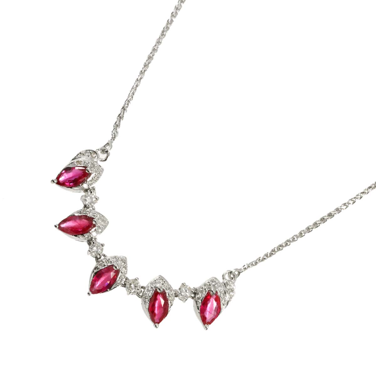 Ruby 1.45ct Diamond 0.40ct Necklace 18K WG White Gold 750 90312215