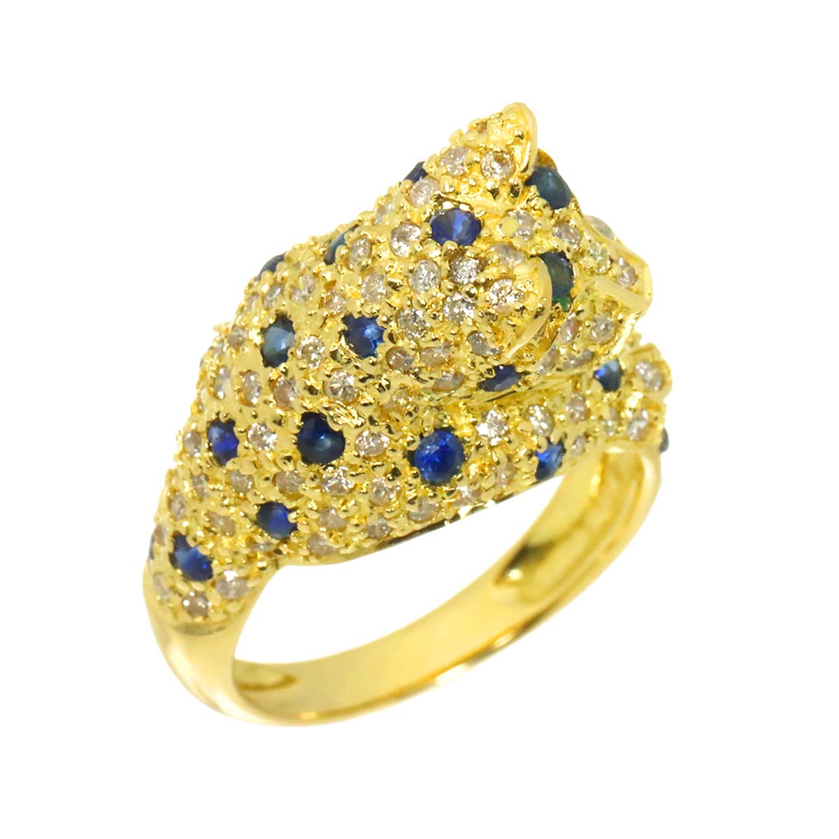 Sapphire 1.05ct Emerald Diamond 1.08ct Ring 18K YG size6.25-6.5(US)