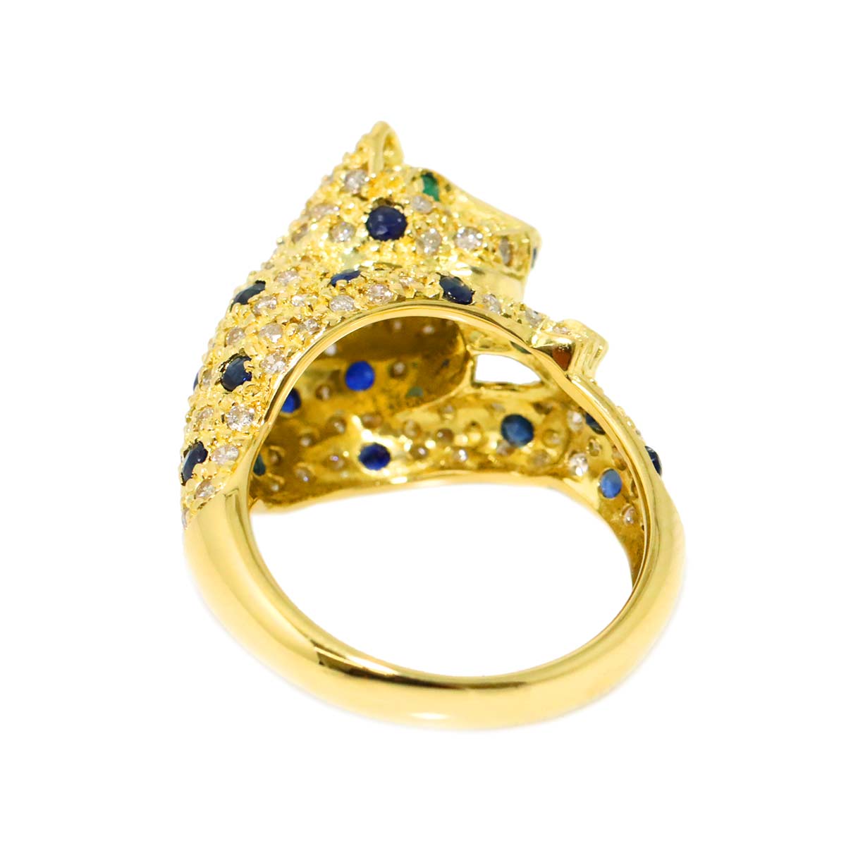 Sapphire 1.05ct Emerald Diamond 1.08ct Ring 18K YG size6.25-6.5(US)