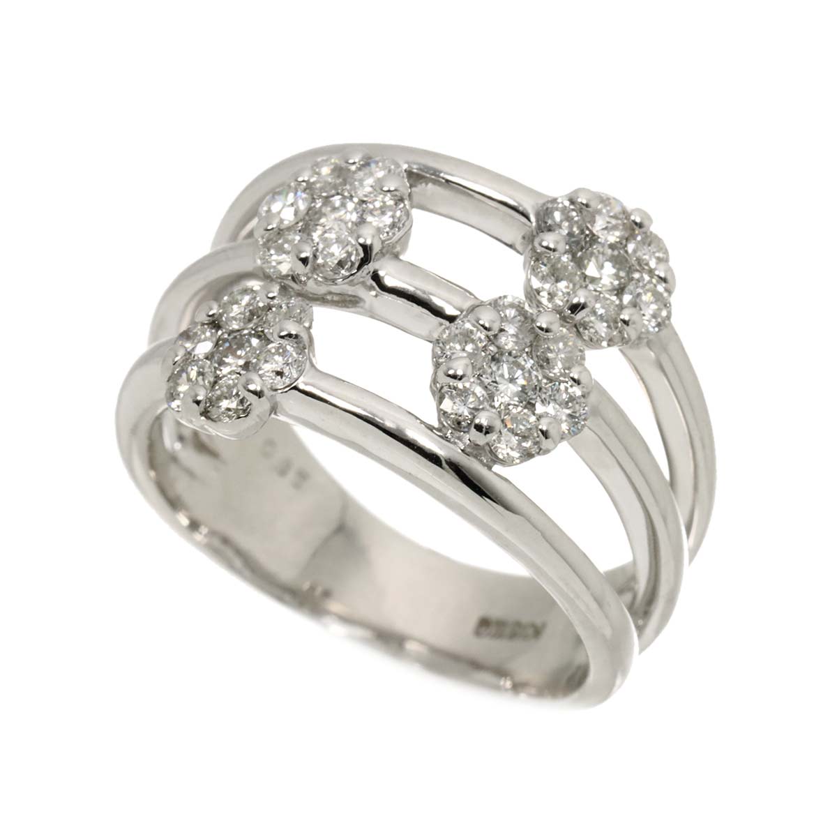 Diamond 0.85ct Ring 18K K18 WG White Gold size6(US)