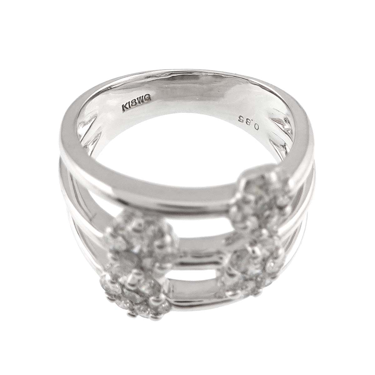 Diamond 0.85ct Ring 18K K18 WG White Gold size6(US)