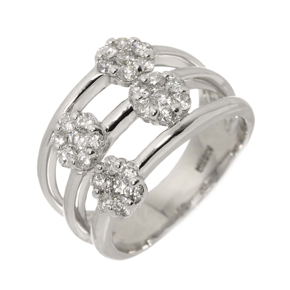 Diamond 0.85ct Ring 18K K18 WG White Gold size6(US)