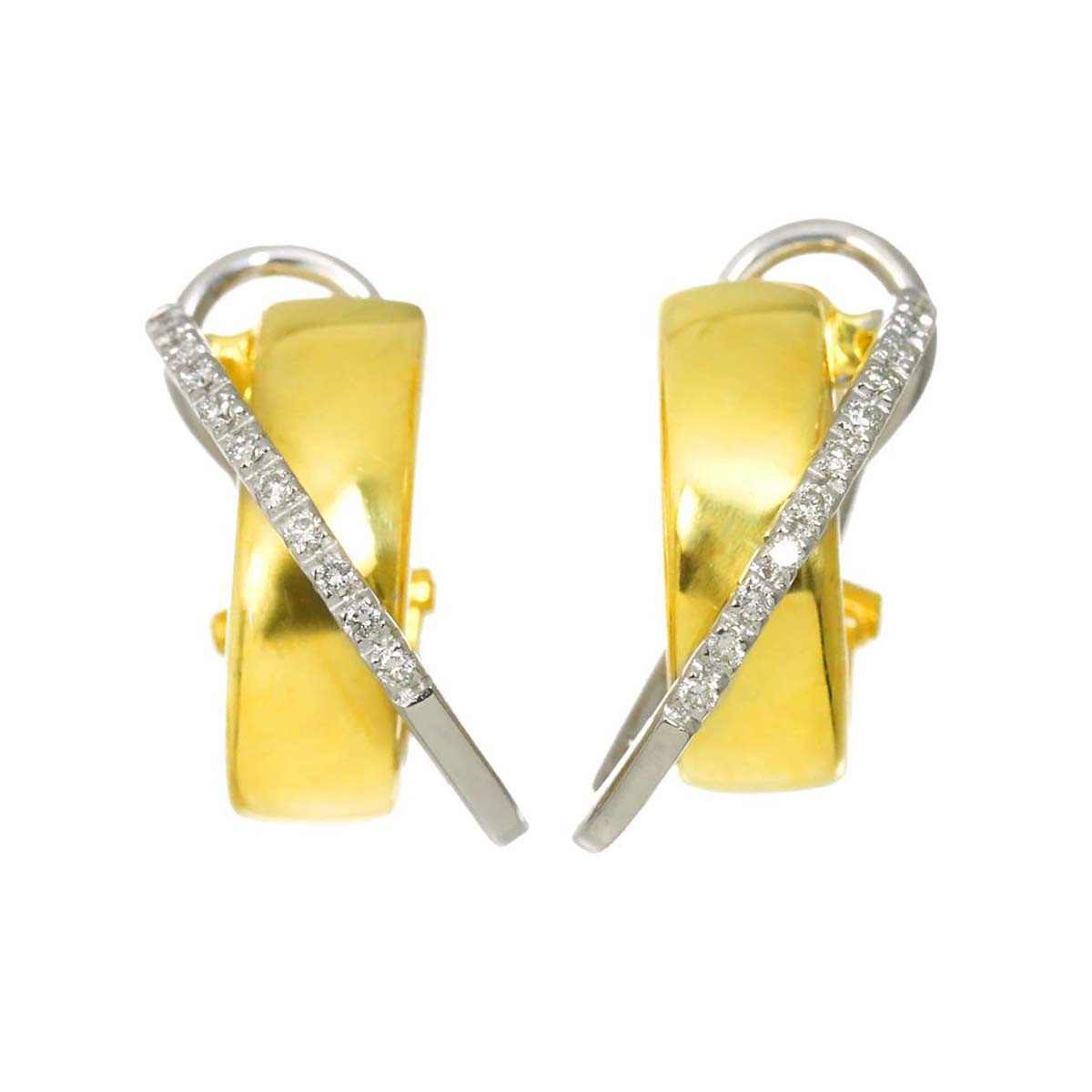 Diamond 0.16ct Earrings Pierced 18K WG YG 750