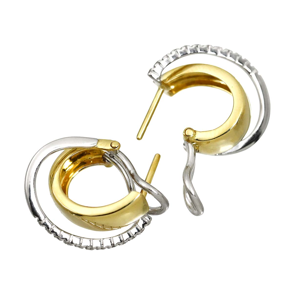 Diamond 0.16ct Earrings Pierced 18K WG YG 750