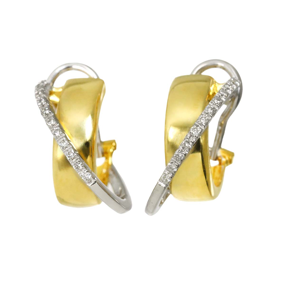 Diamond 0.16ct Earrings Pierced 18K WG YG 750