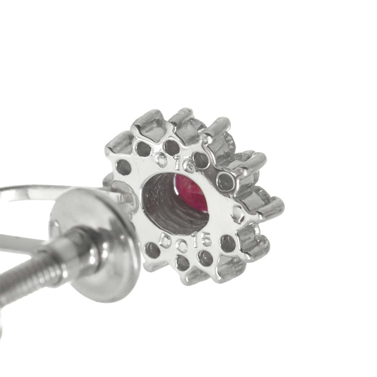 Ruby 0.21ct/0.16ct Diamond 0.15ct/0.15ct Earrings Clip on Platinum