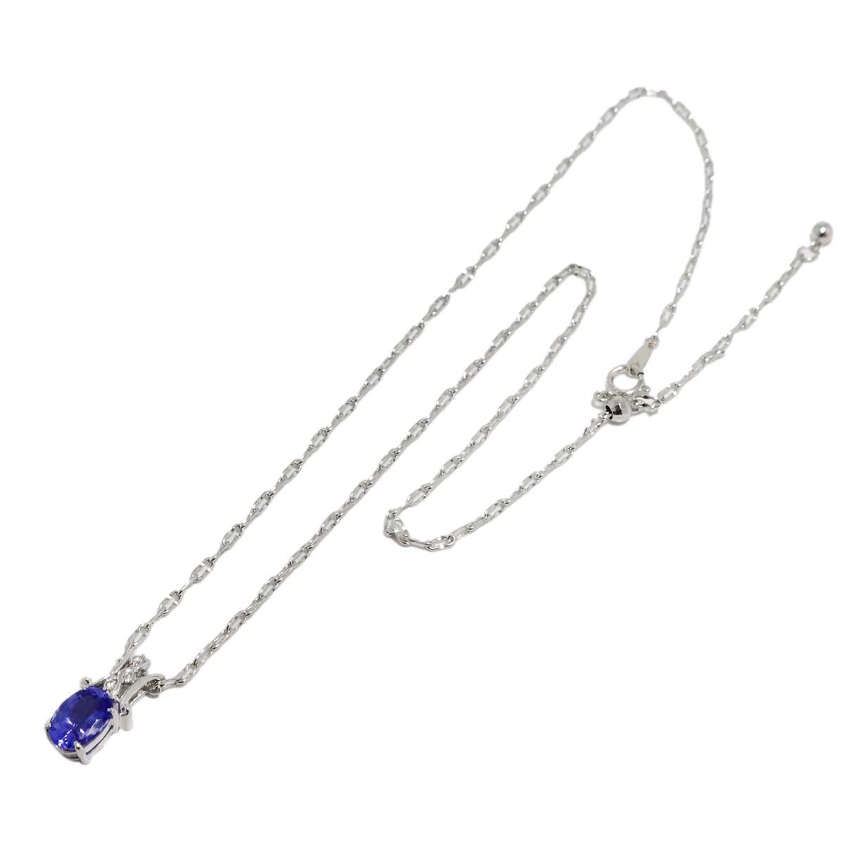 Tanzanite 2.13ct Diamond 0.05ct Necklace 18K WG White Gold 750