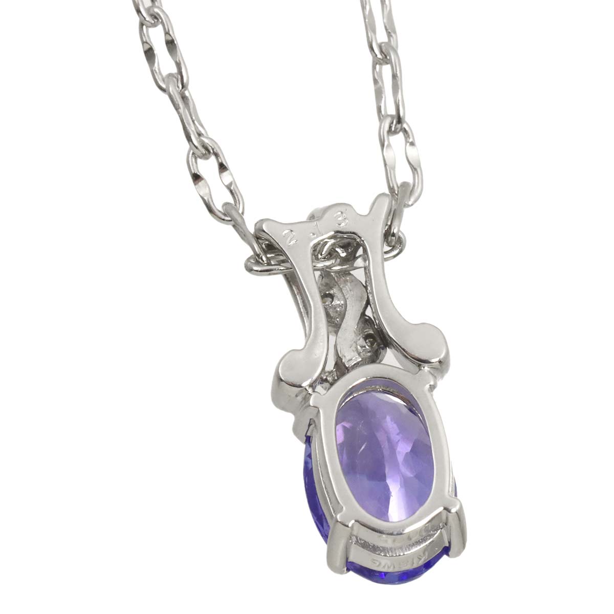 Tanzanite 2.13ct Diamond 0.05ct Necklace 18K WG White Gold 750