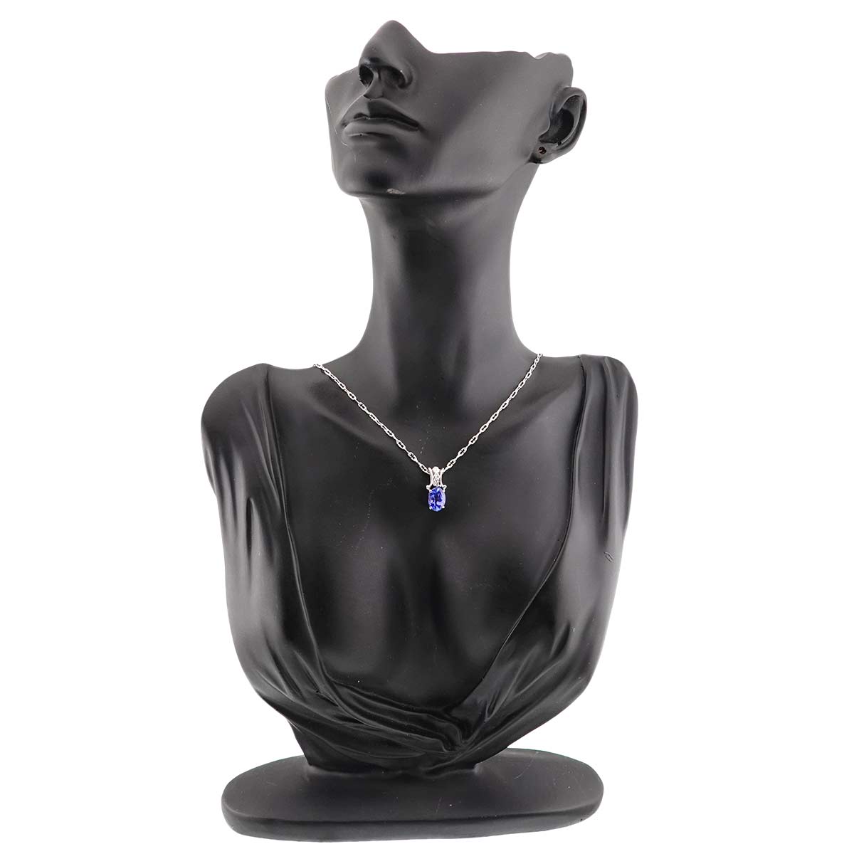 Tanzanite 2.13ct Diamond 0.05ct Necklace 18K WG White Gold 750