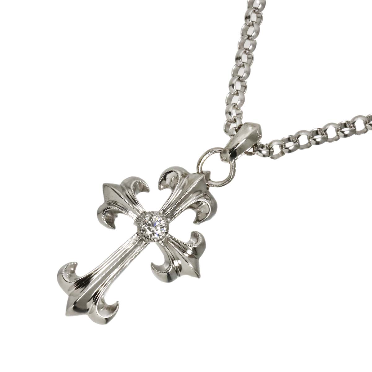 Diamond 0.33ct D/SI1 Necklace 18K K18 WG 90312256