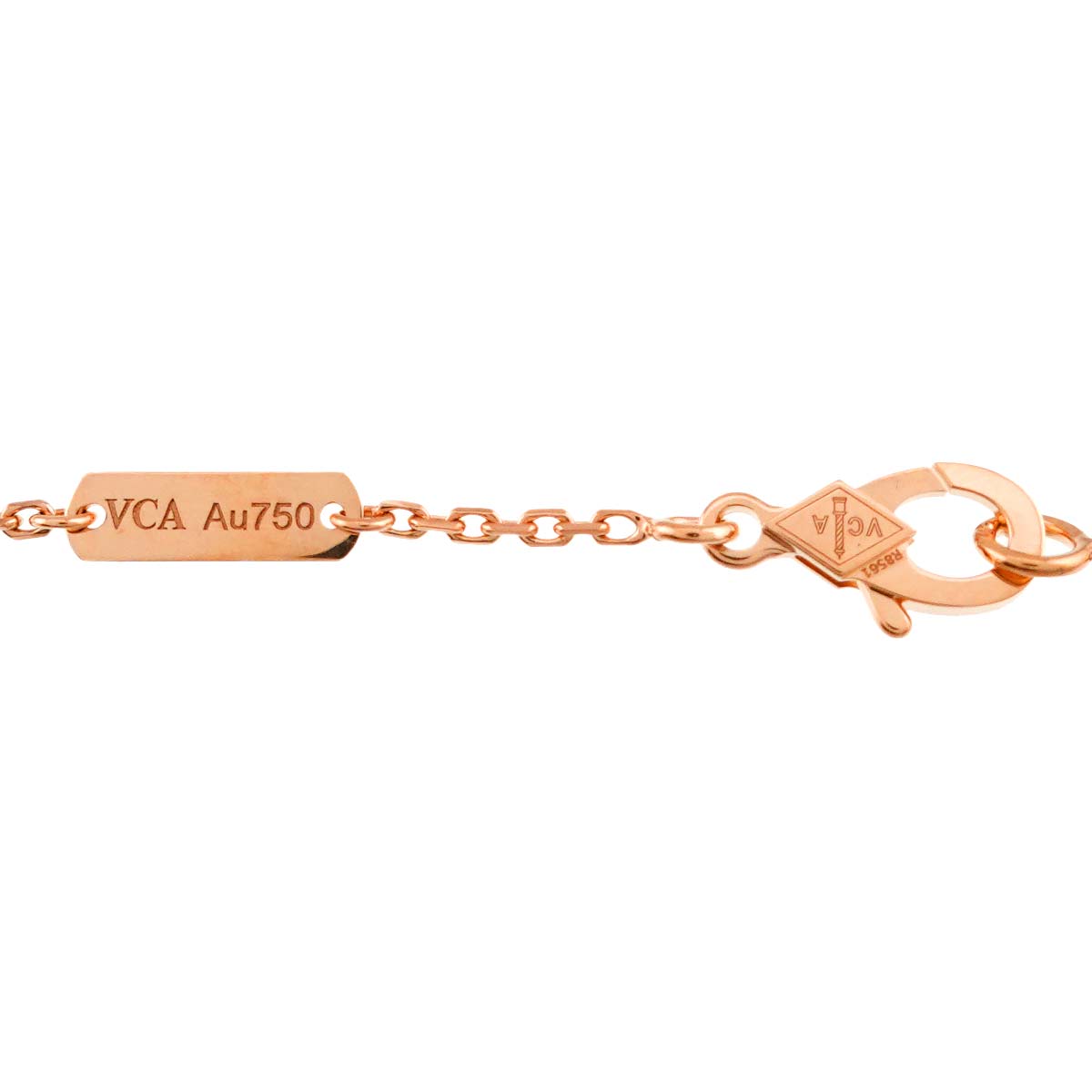 Vintage Alhambra Pink MOP Diamond Necklace 18K PG 750