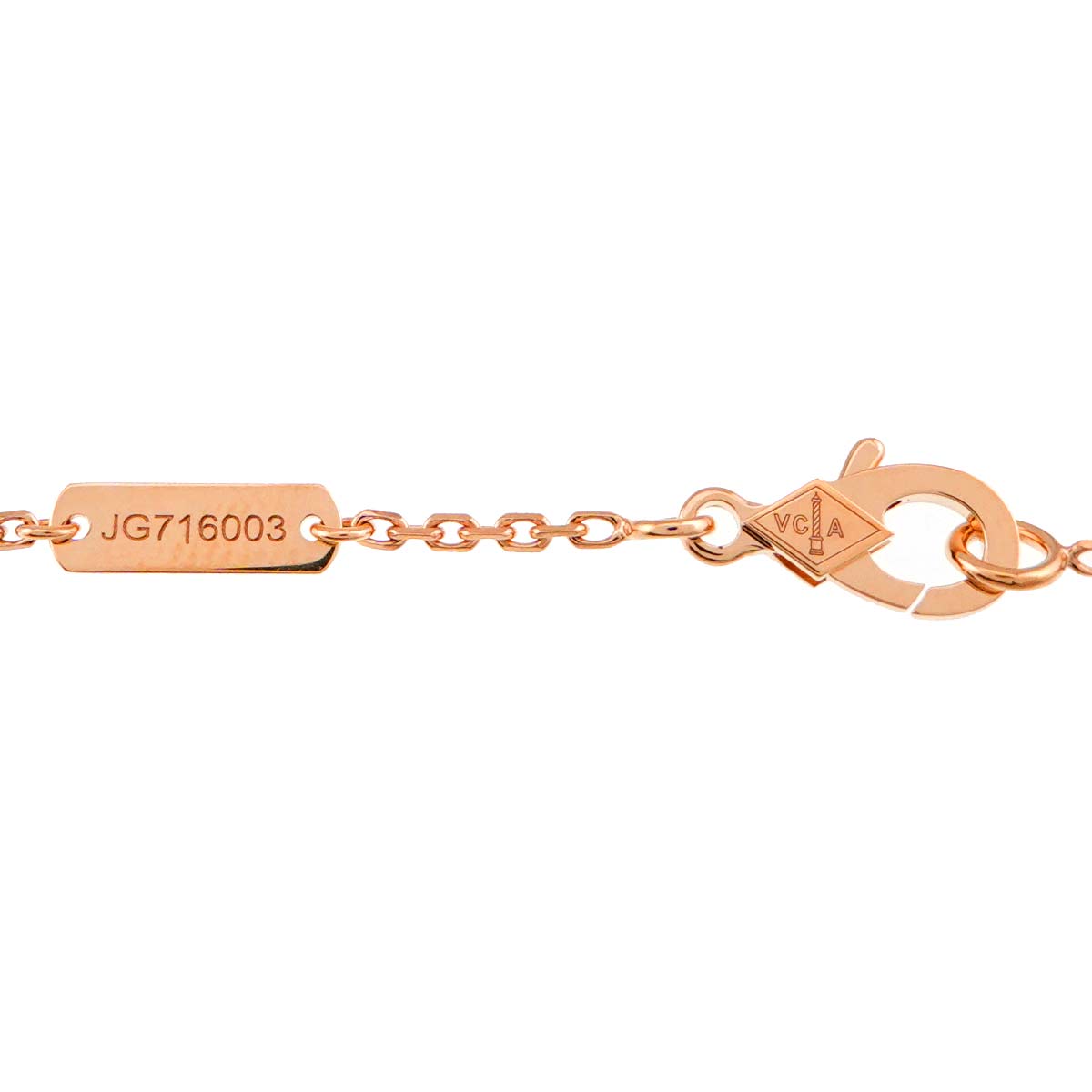 Vintage Alhambra Pink MOP Diamond Necklace 18K PG 750