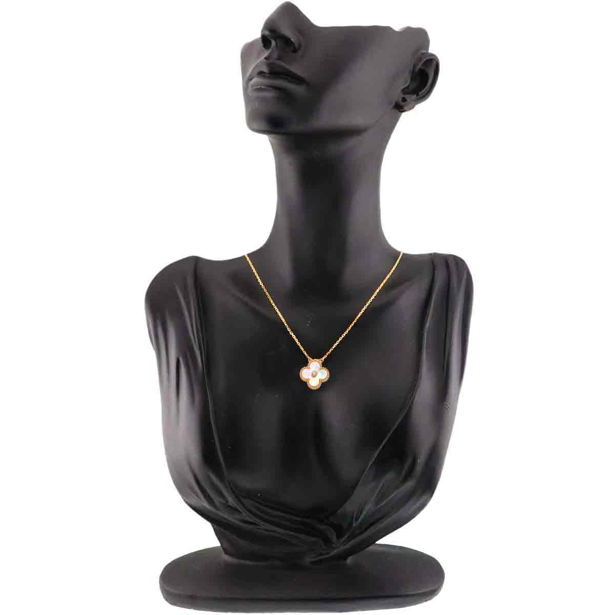 Vintage Alhambra Pink MOP Diamond Necklace 18K PG 750