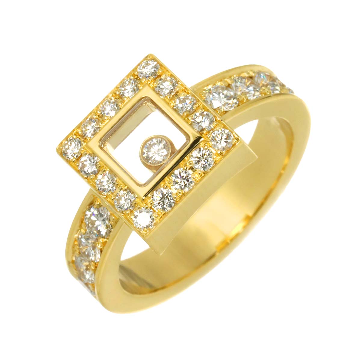 Happy Diamond Ring 18K YG 750 Size6-6.25(US)