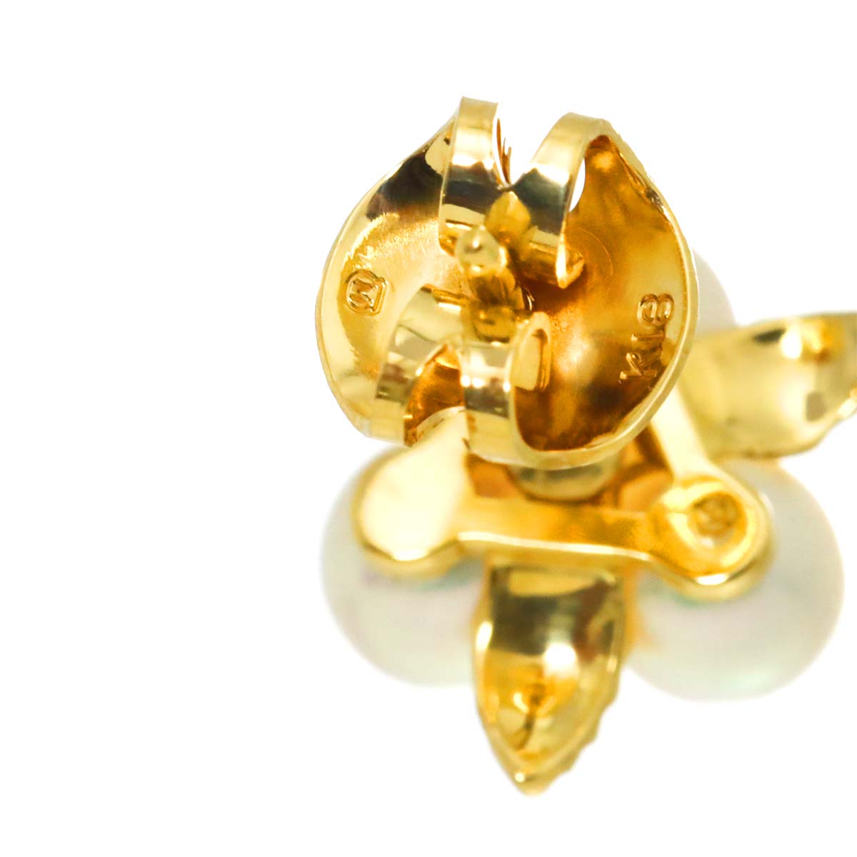 Akoya Pearl 4.5mm Earrings Pierced 18K YG 750