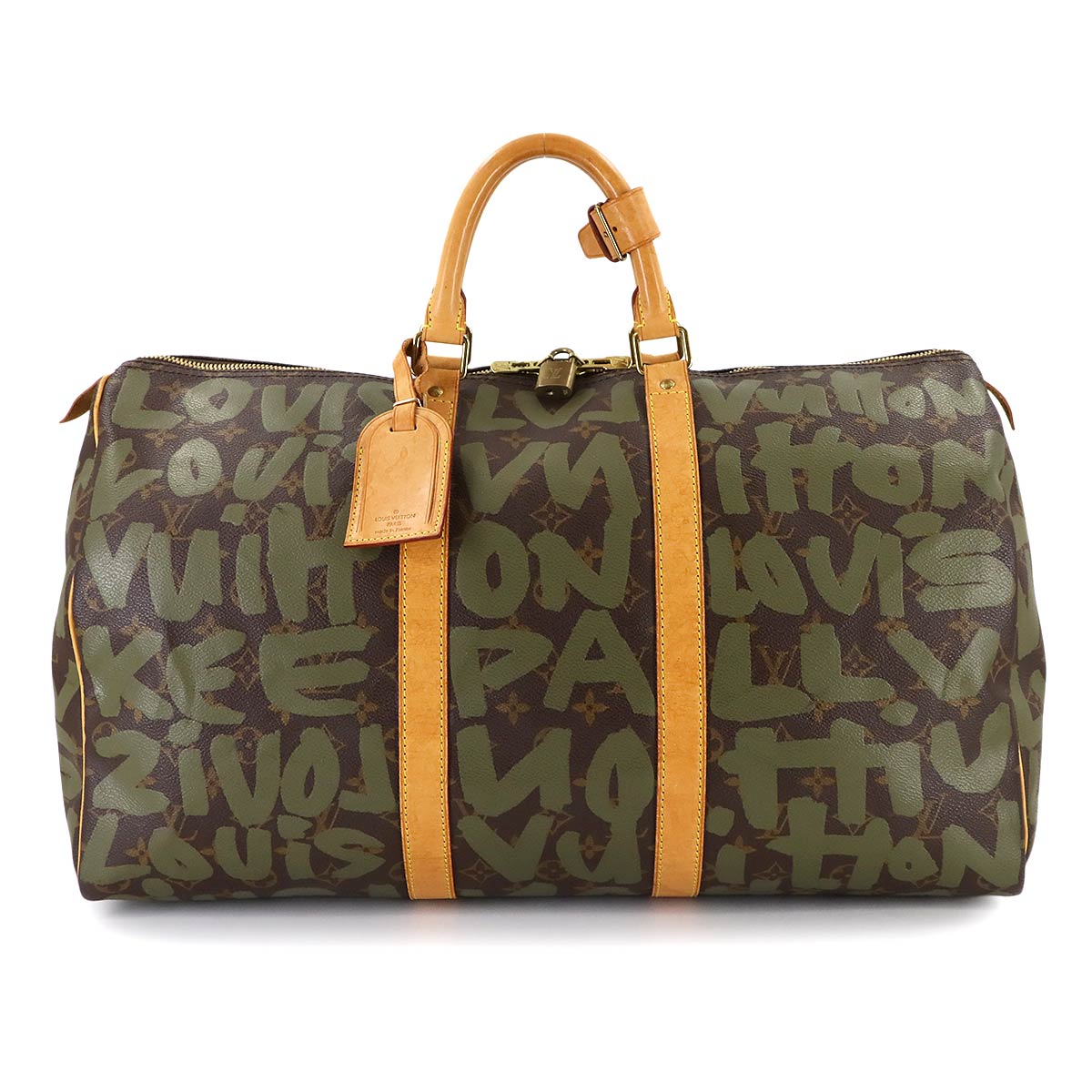 Monogram Graffiti Keepall 50 Luggage Bag Khaki M92196