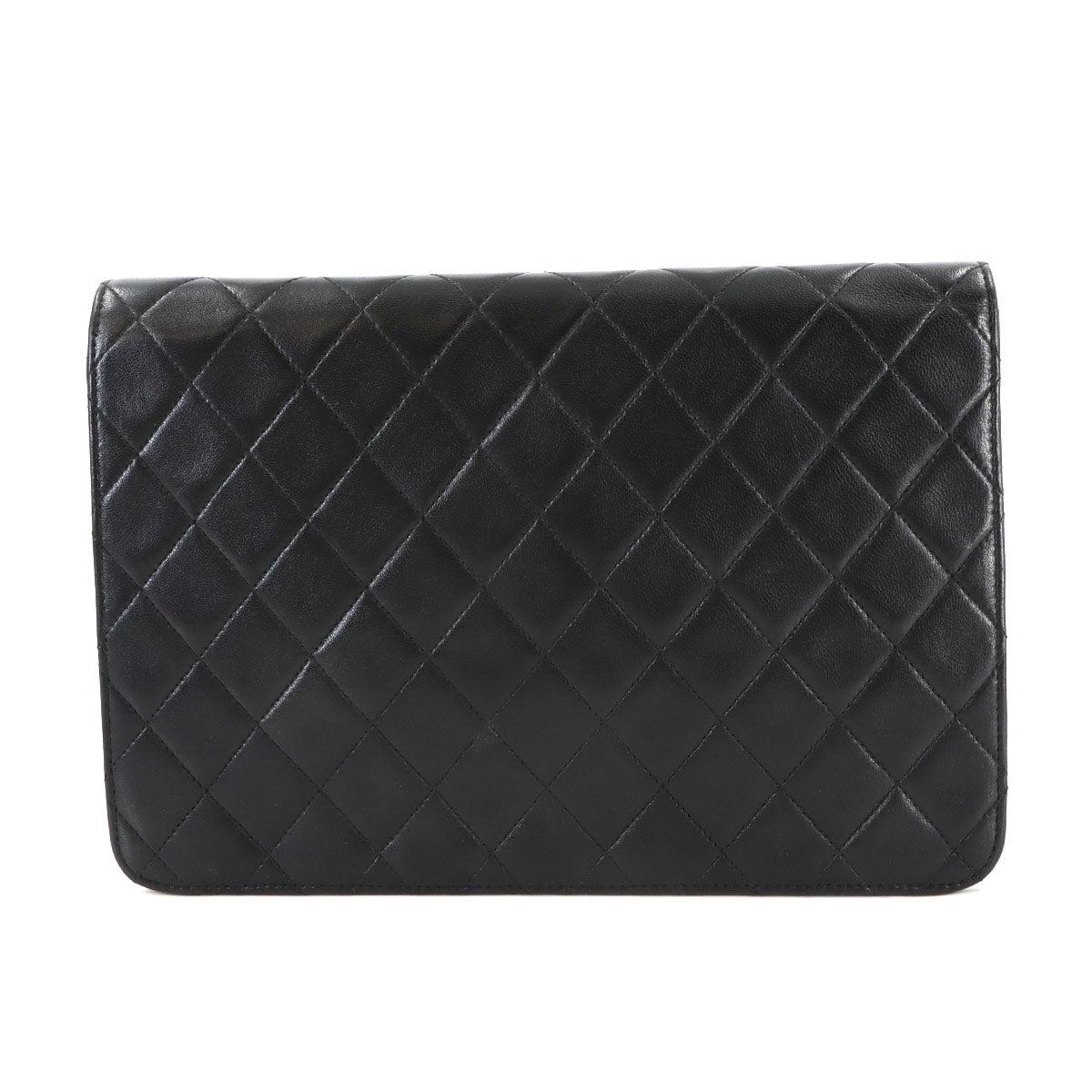 Matelasse Chain Shoulder Bag Leather Black Vintage A03570