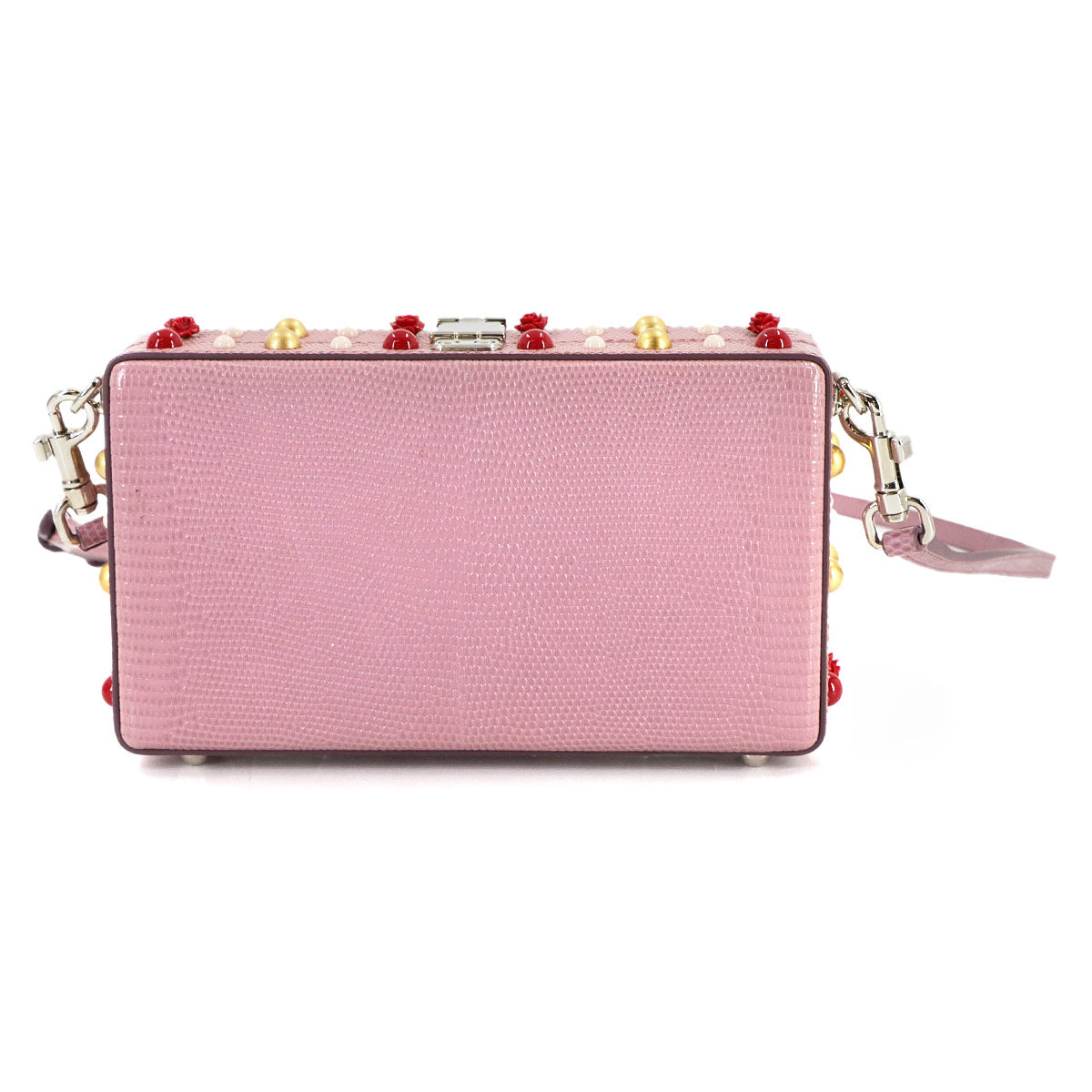 Flower motif Shoulder Clutch Bag Leather Sequins Pink