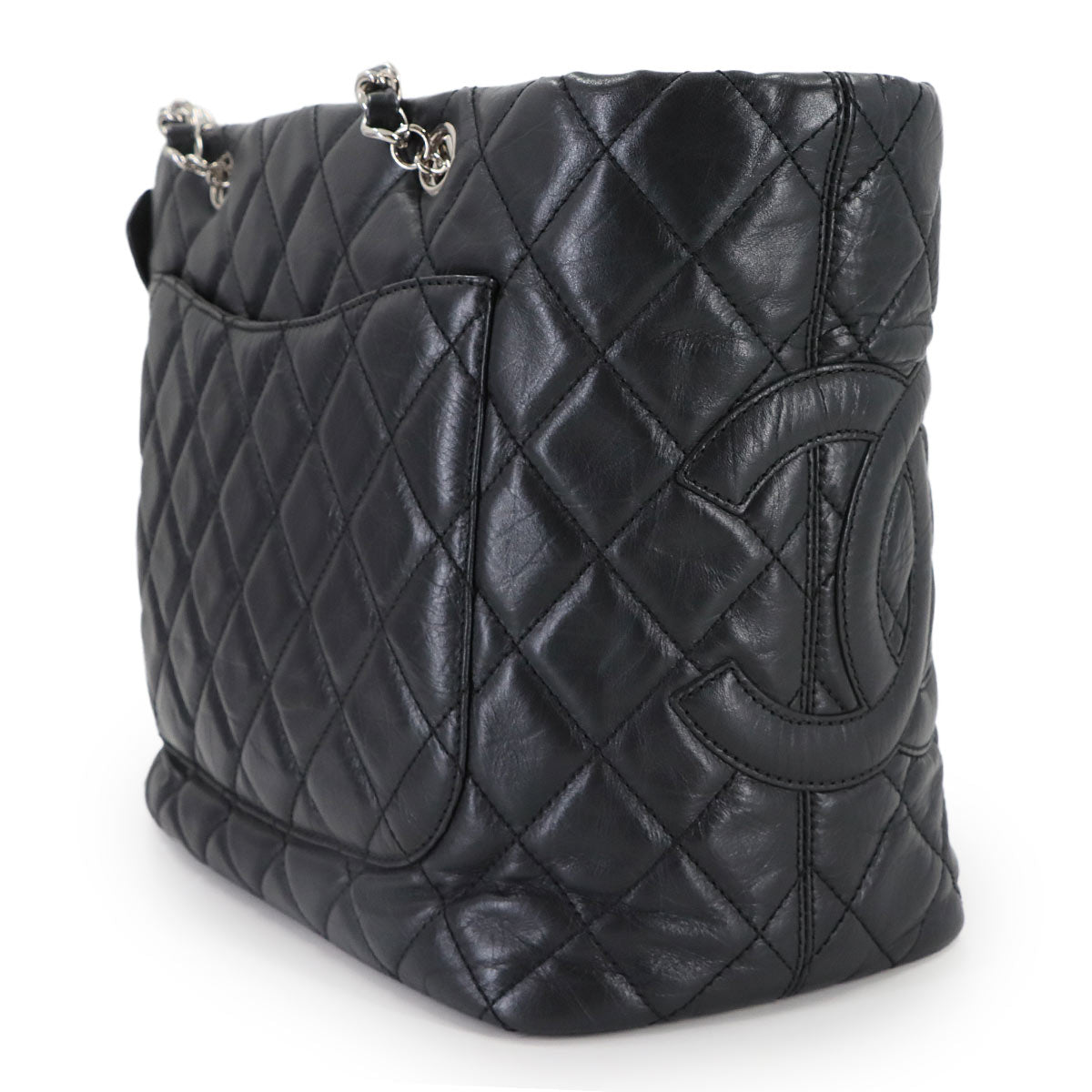 Cambon Line Cotton Club Chain Tote Bag Leather Black A34318