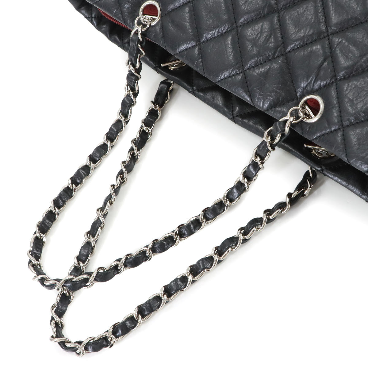 Cambon Line Cotton Club Chain Tote Bag Leather Black A34318