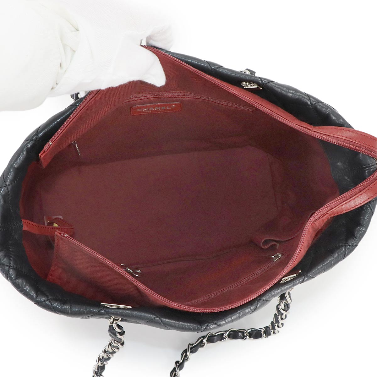 Cambon Line Cotton Club Chain Tote Bag Leather Black A34318