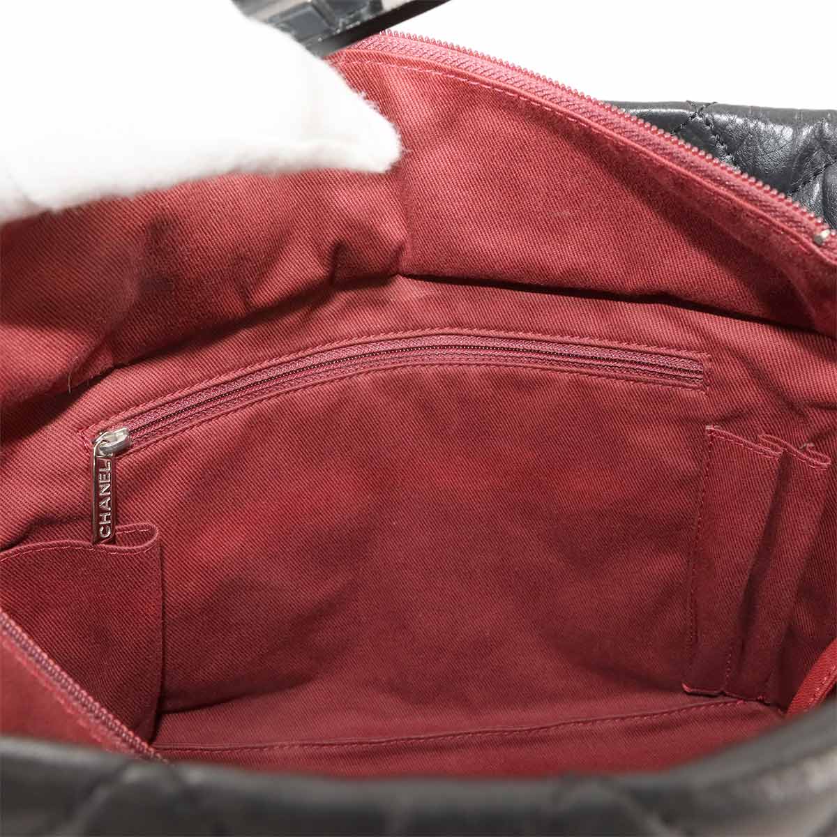 Cambon Line Cotton Club Chain Tote Bag Leather Black A34318