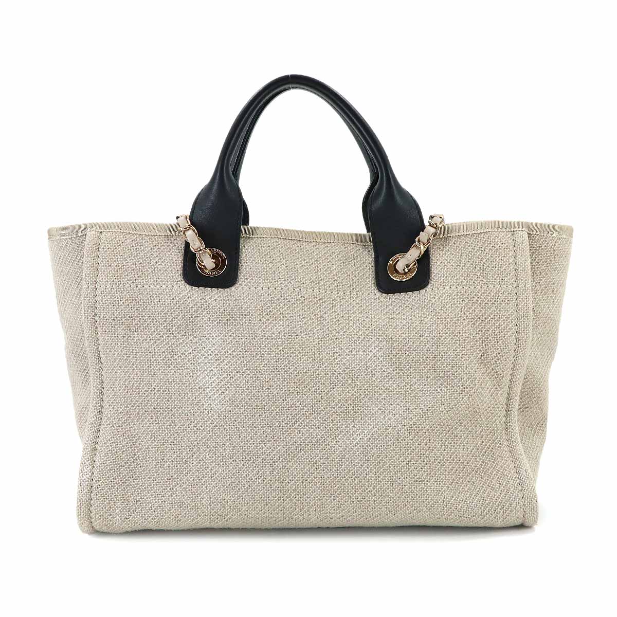 Deauville Small Shopping Tote Chain Shoulder Bag Beige AS3257