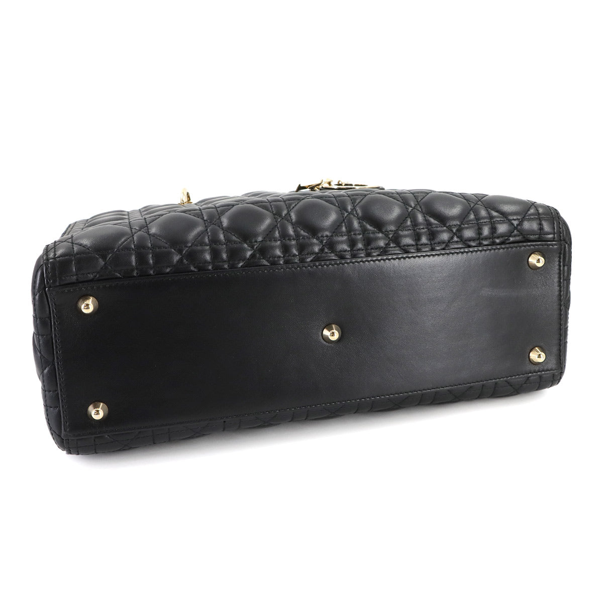Lady Dior Large 2way Hand Shoulder Bag Leather Black