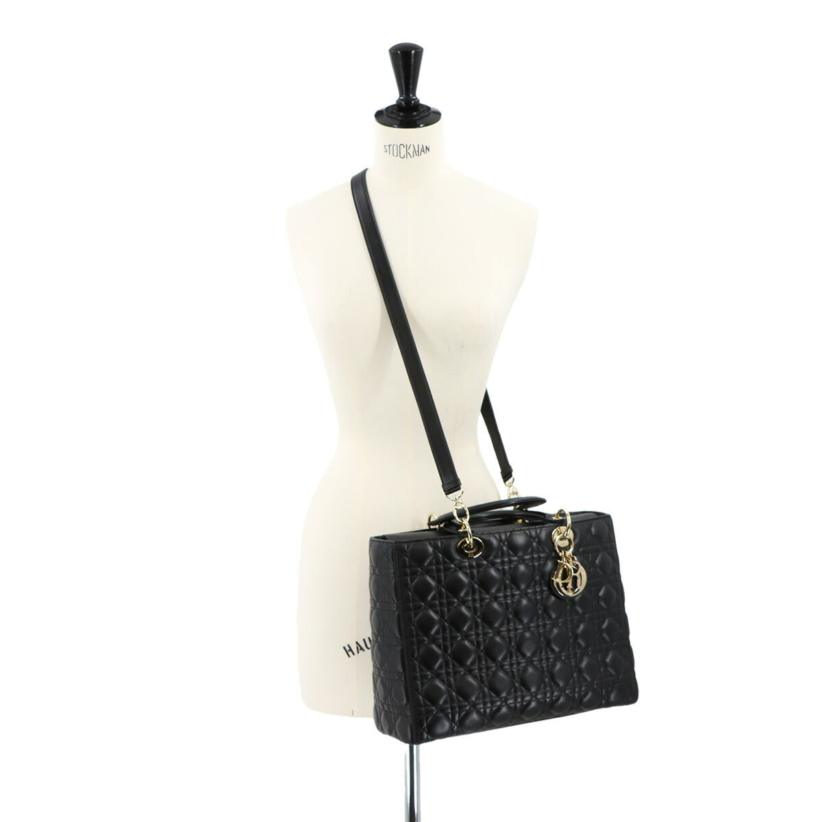 Lady Dior Large 2way Hand Shoulder Bag Leather Black