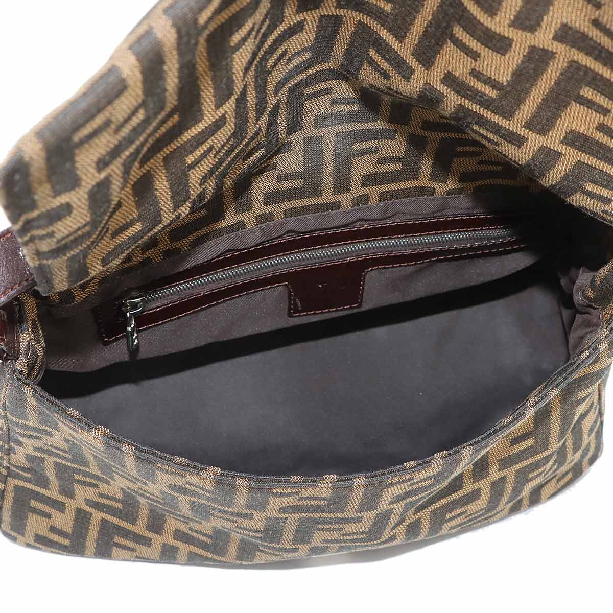 Zucca Mamma Baguette Shoulder Bag Canvas Leather Brown 26325