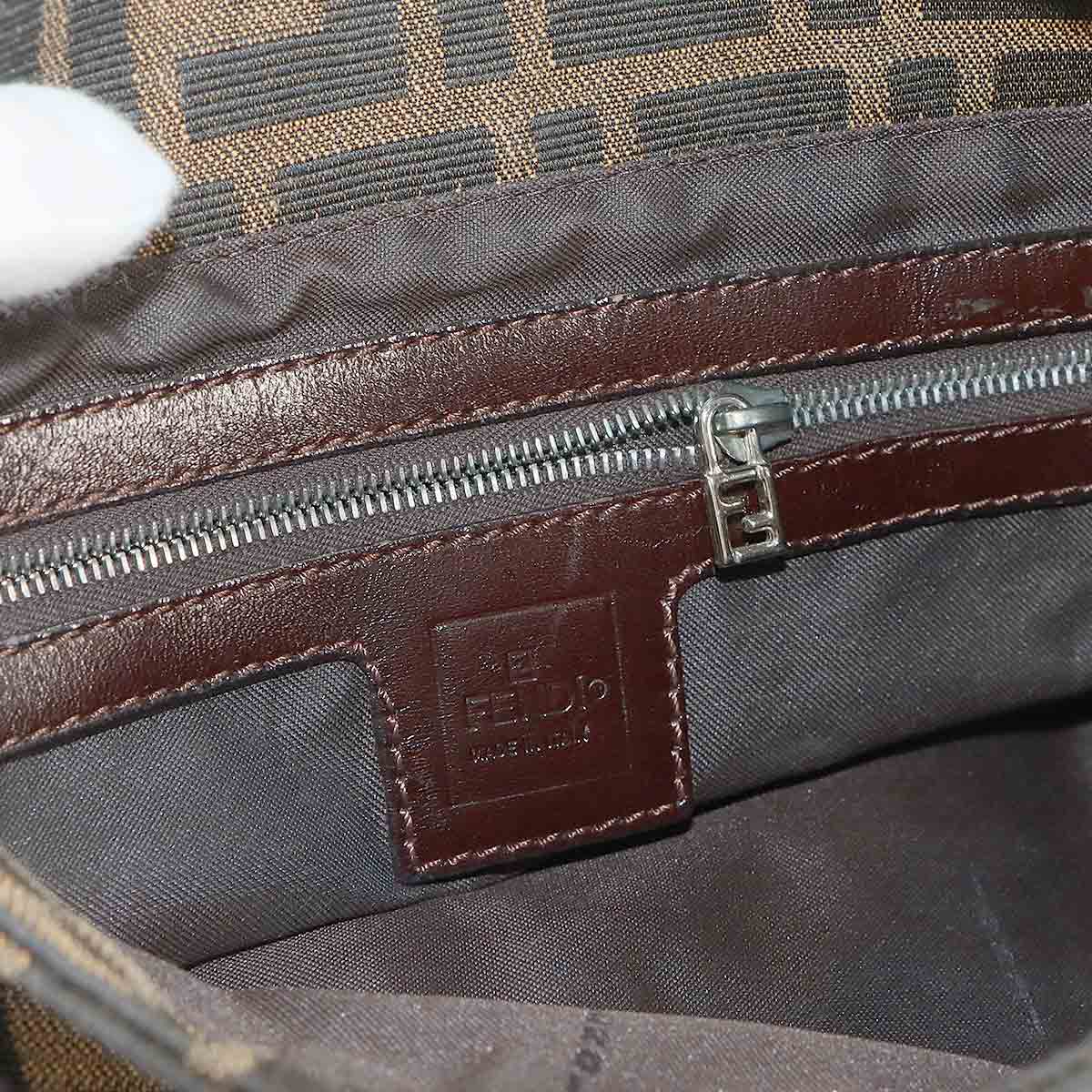 Zucca Mamma Baguette Shoulder Bag Canvas Leather Brown 26325