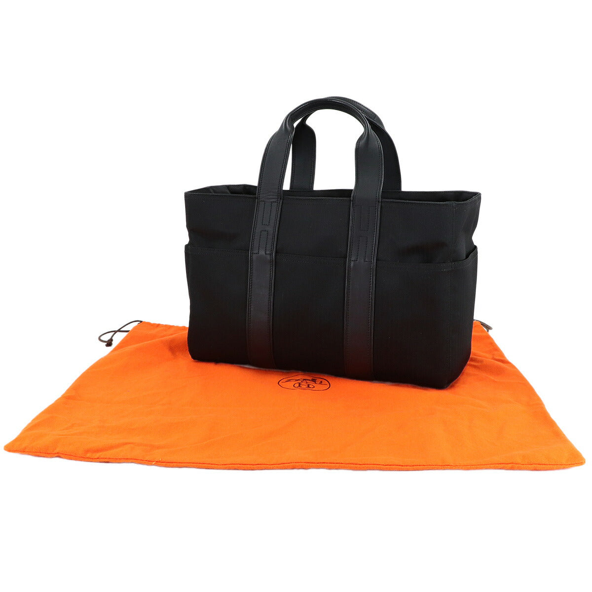 Acapulco MM Tote Bag Toile Chevrons Leather Black Purse