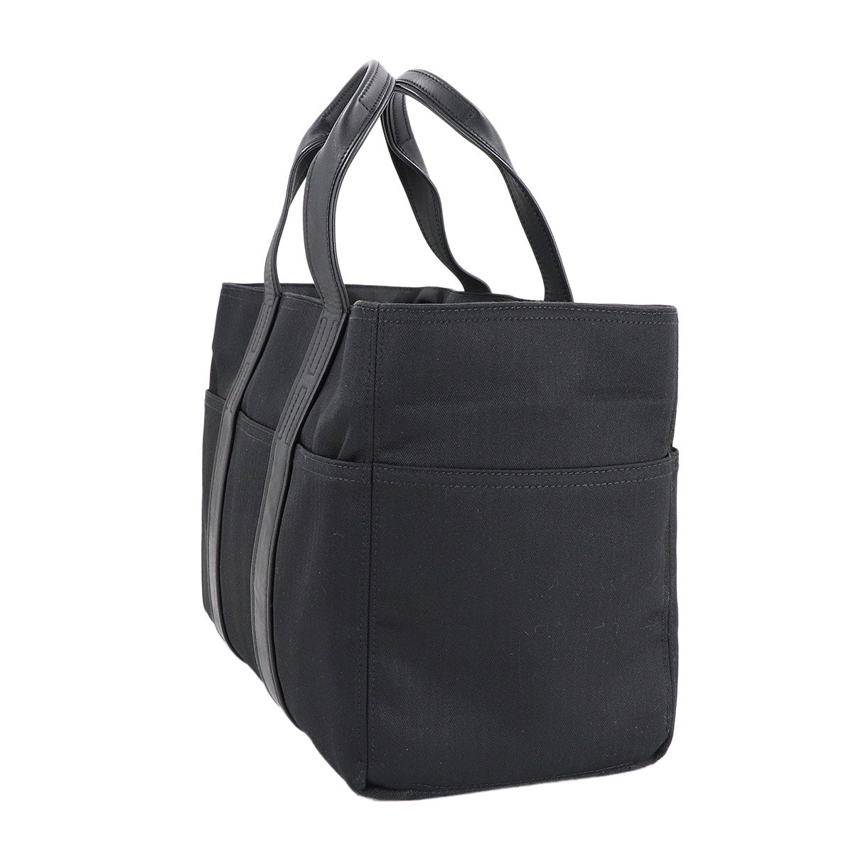 Acapulco MM Tote Bag Toile Chevrons Leather Black Purse