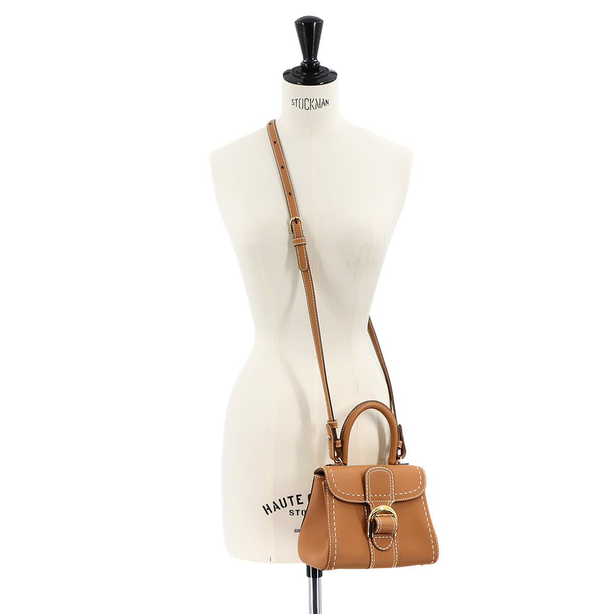 Brillant Mini Surpique Hand Shoulder Bag Leather Brown