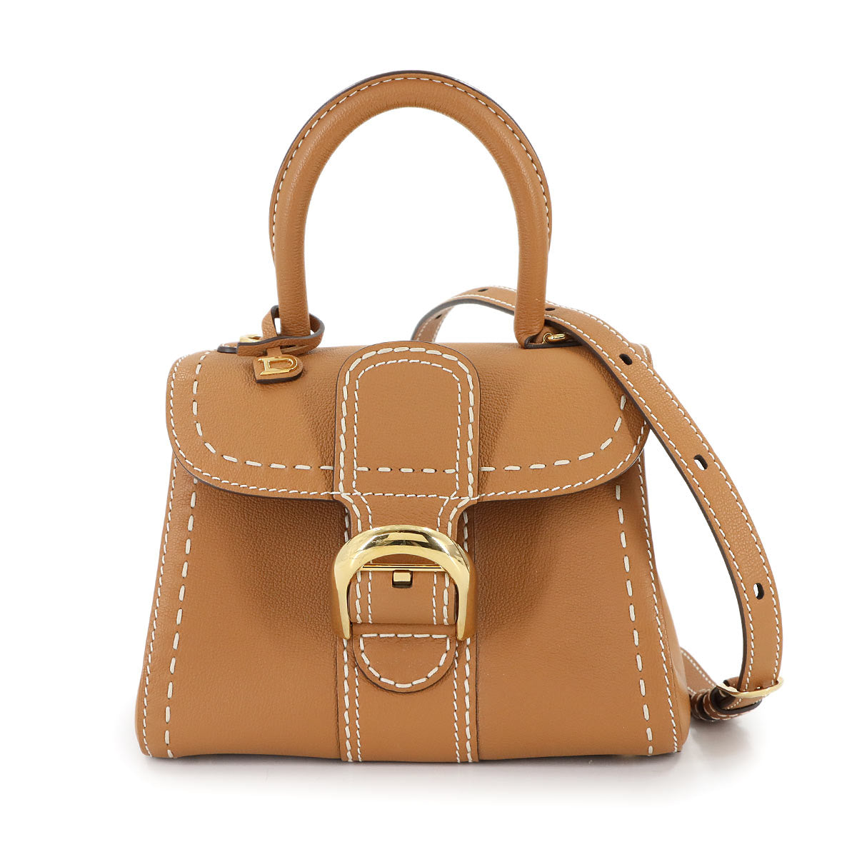 Brillant Mini Surpique Hand Shoulder Bag Leather Brown