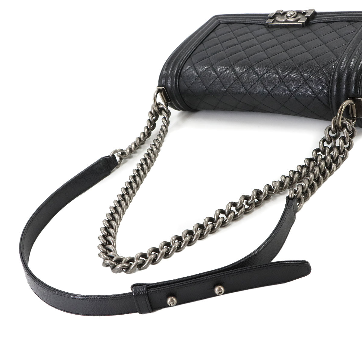 BOY CHANEL Chain Shoulder Bag Leather Black A67086 Purse