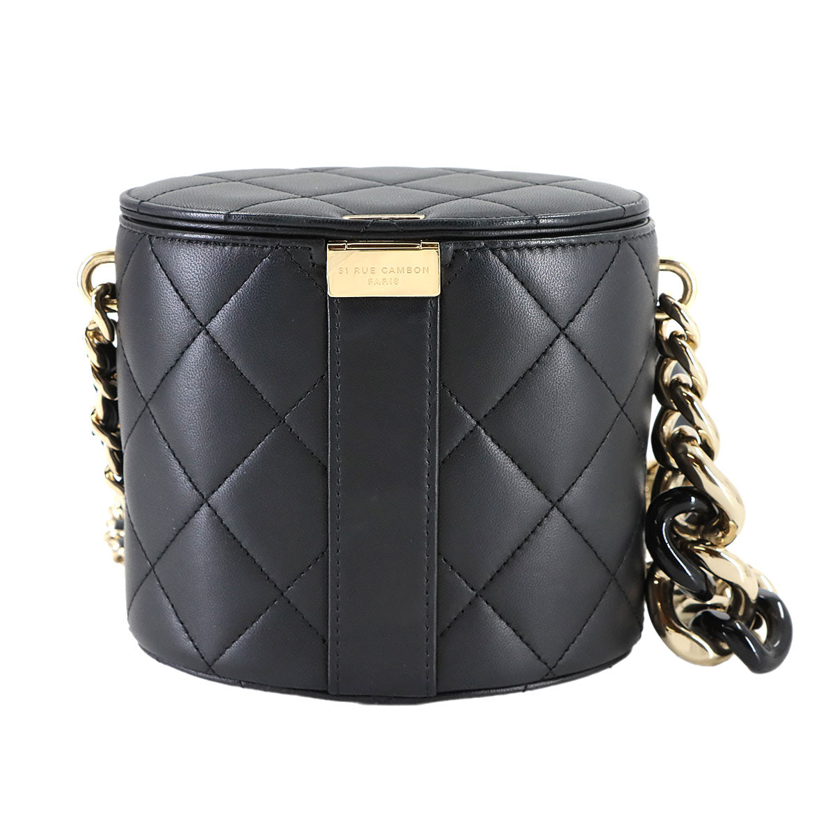 Matelasse Chain Shoulder Bag Leather Black Purse