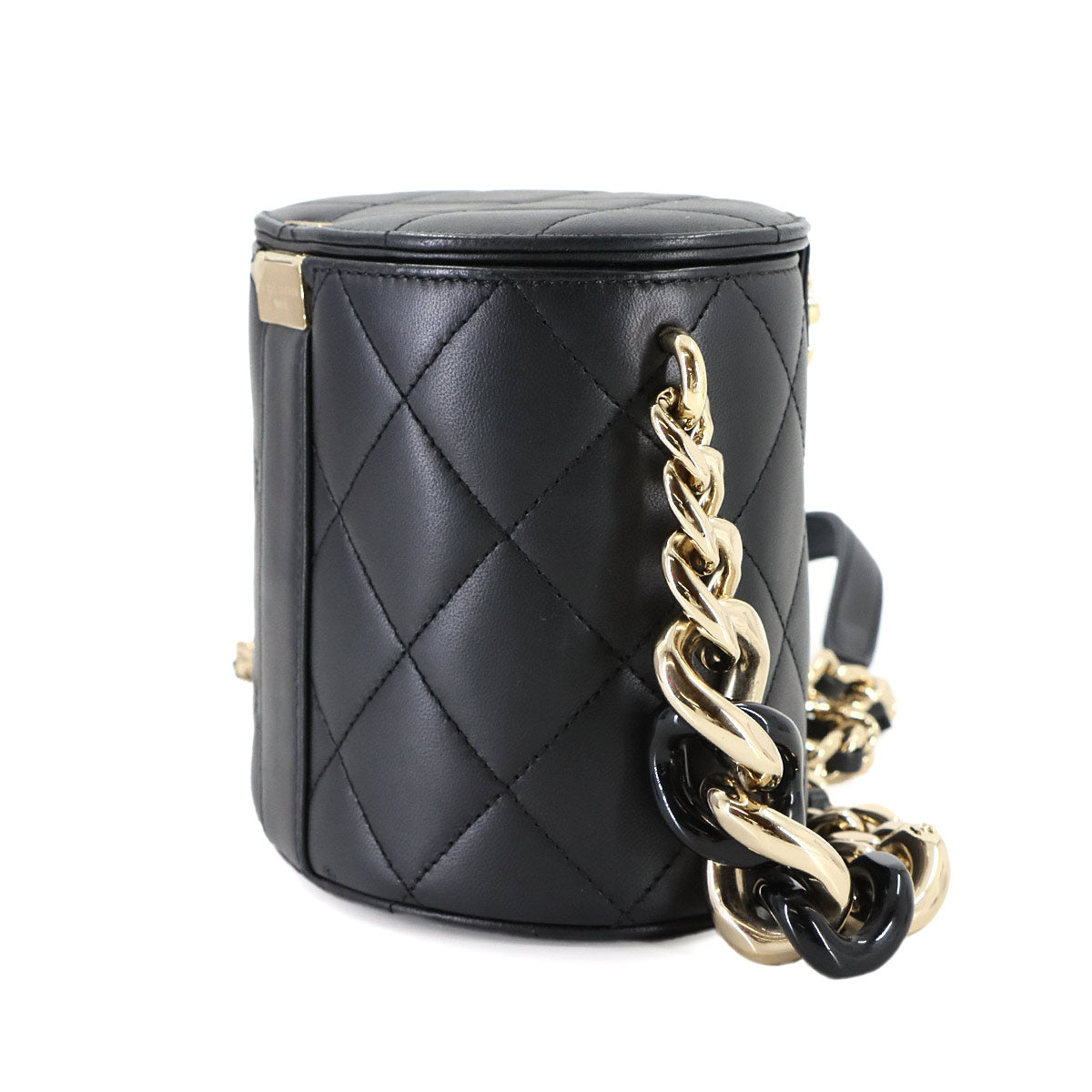 Matelasse Chain Shoulder Bag Leather Black Purse