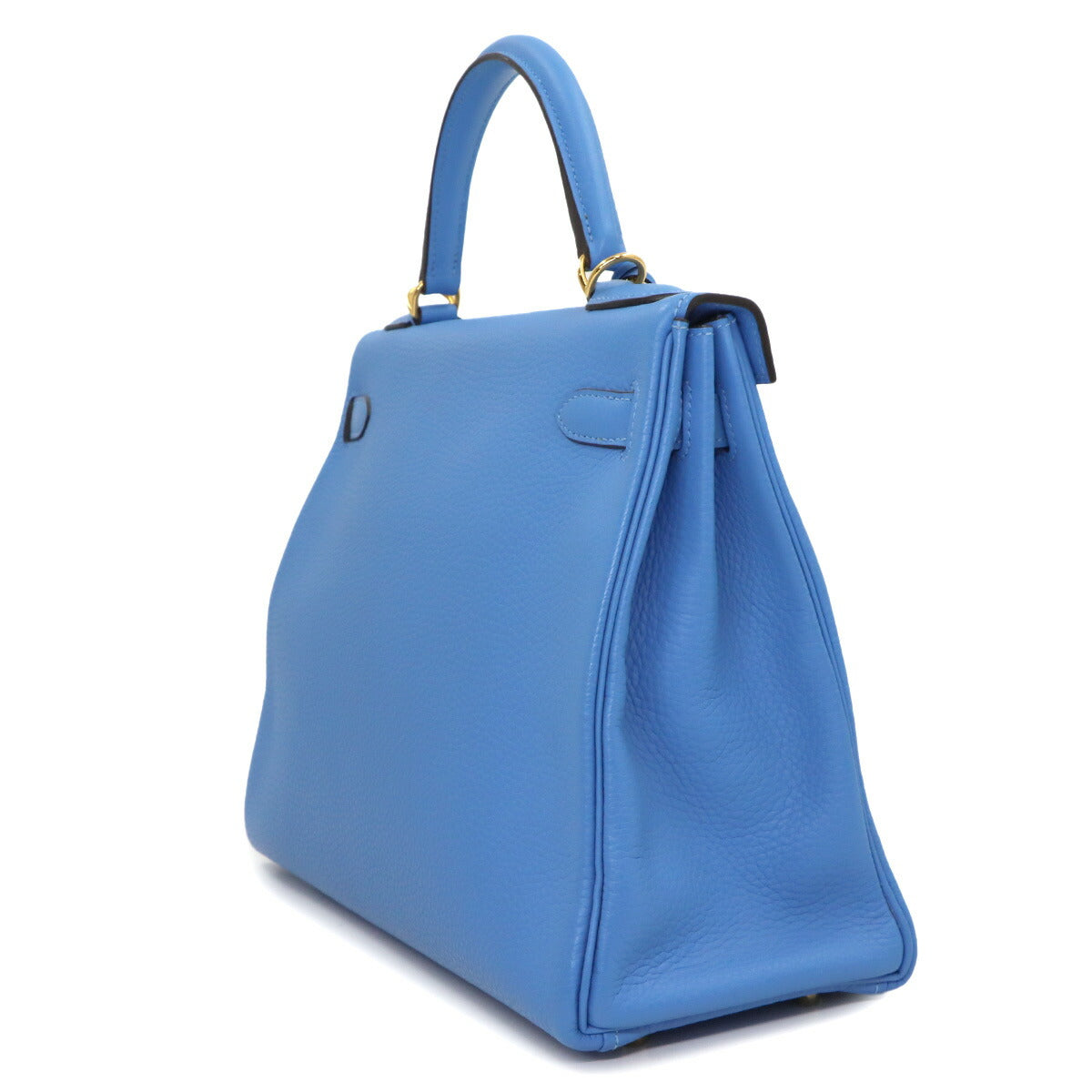 Kelly 32 Taurillon Clemence Bleu Paradis Hand Shoulder Bag