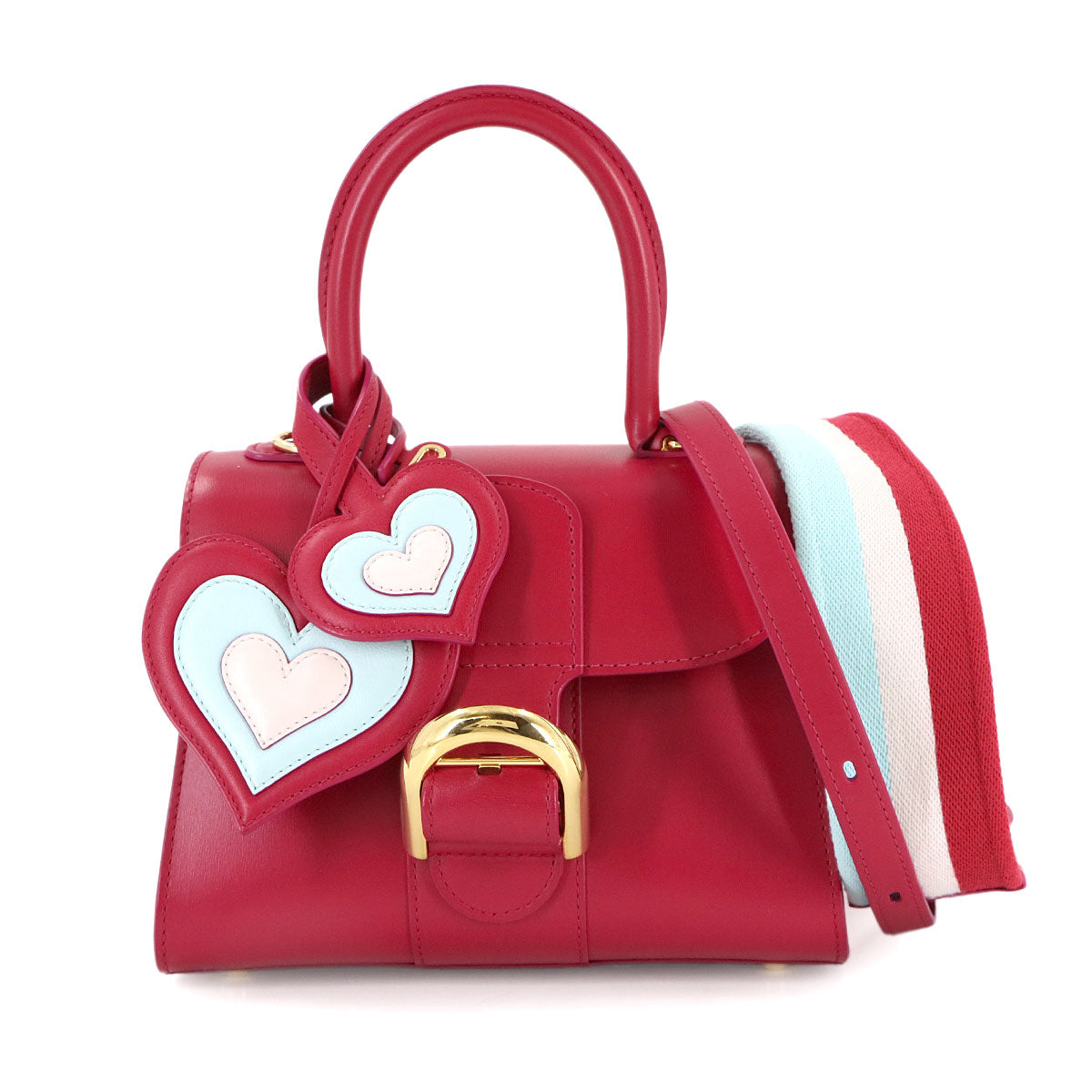 Brillant Mini Hand Shoulder Bag Leather Pink Heart Charm