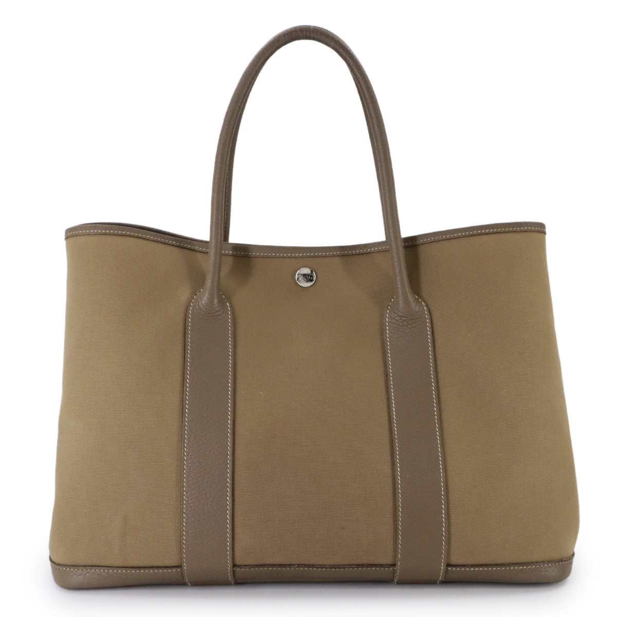 Garden Party PM Tote Bag Toile Officier Leather Etoupe