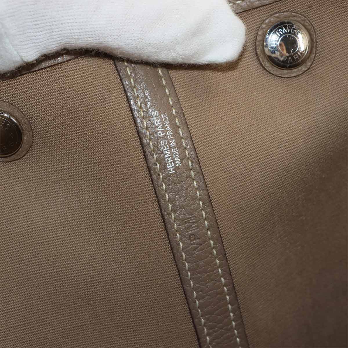 Garden Party PM Tote Bag Toile Officier Leather Etoupe