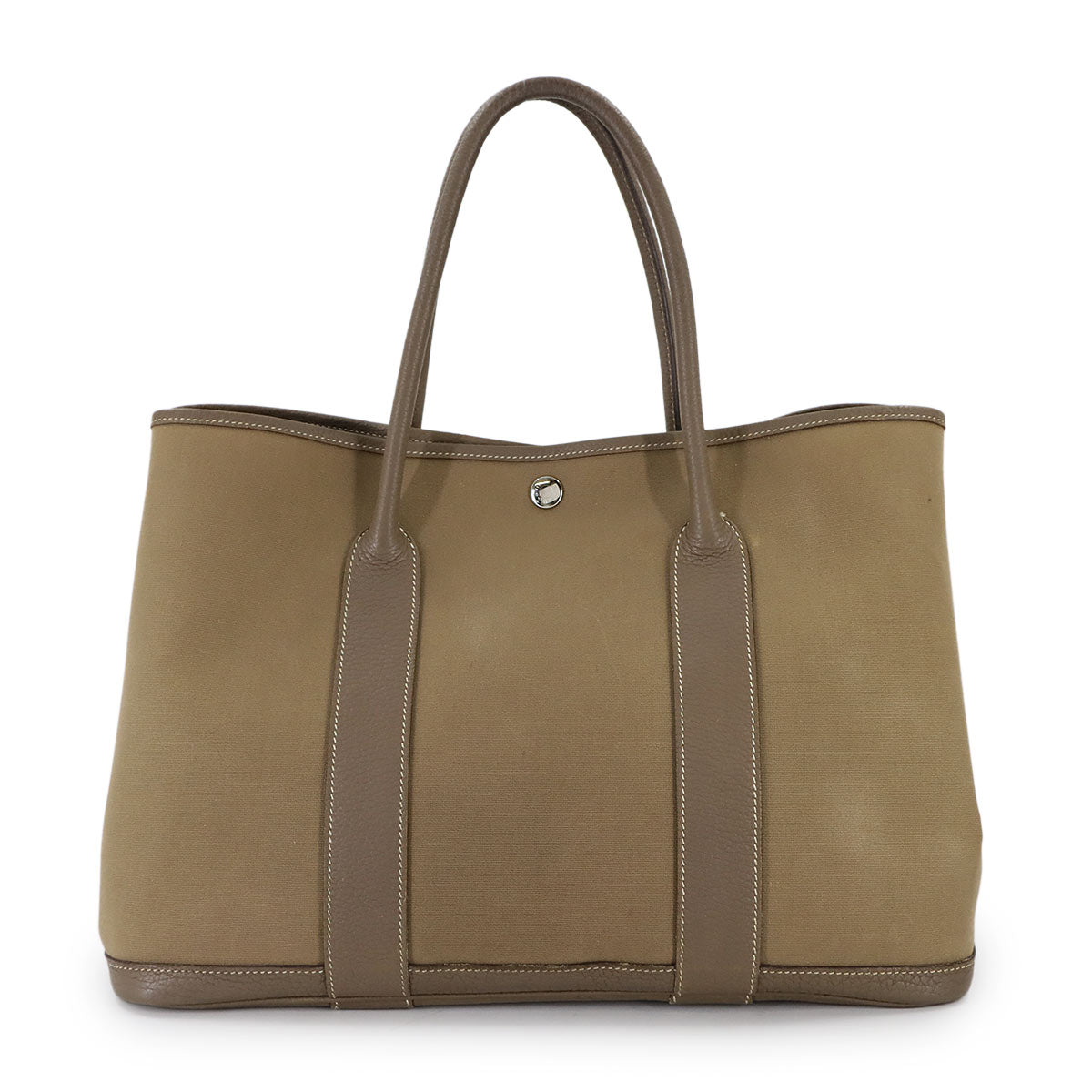 Garden Party PM Tote Bag Toile Officier Leather Etoupe