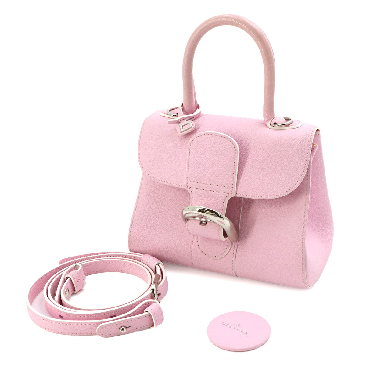 Brillant Mini Hand Shoulder Bag Leather Pink Purse