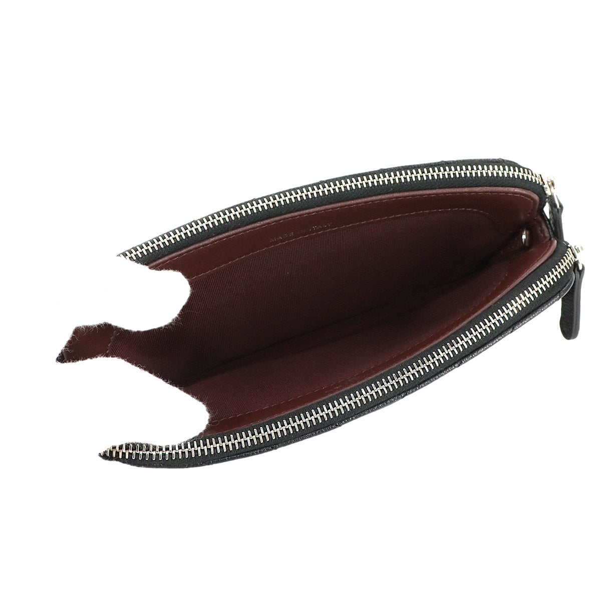 V stitch W Zipped Chain Long Wallet Leather Black A82527