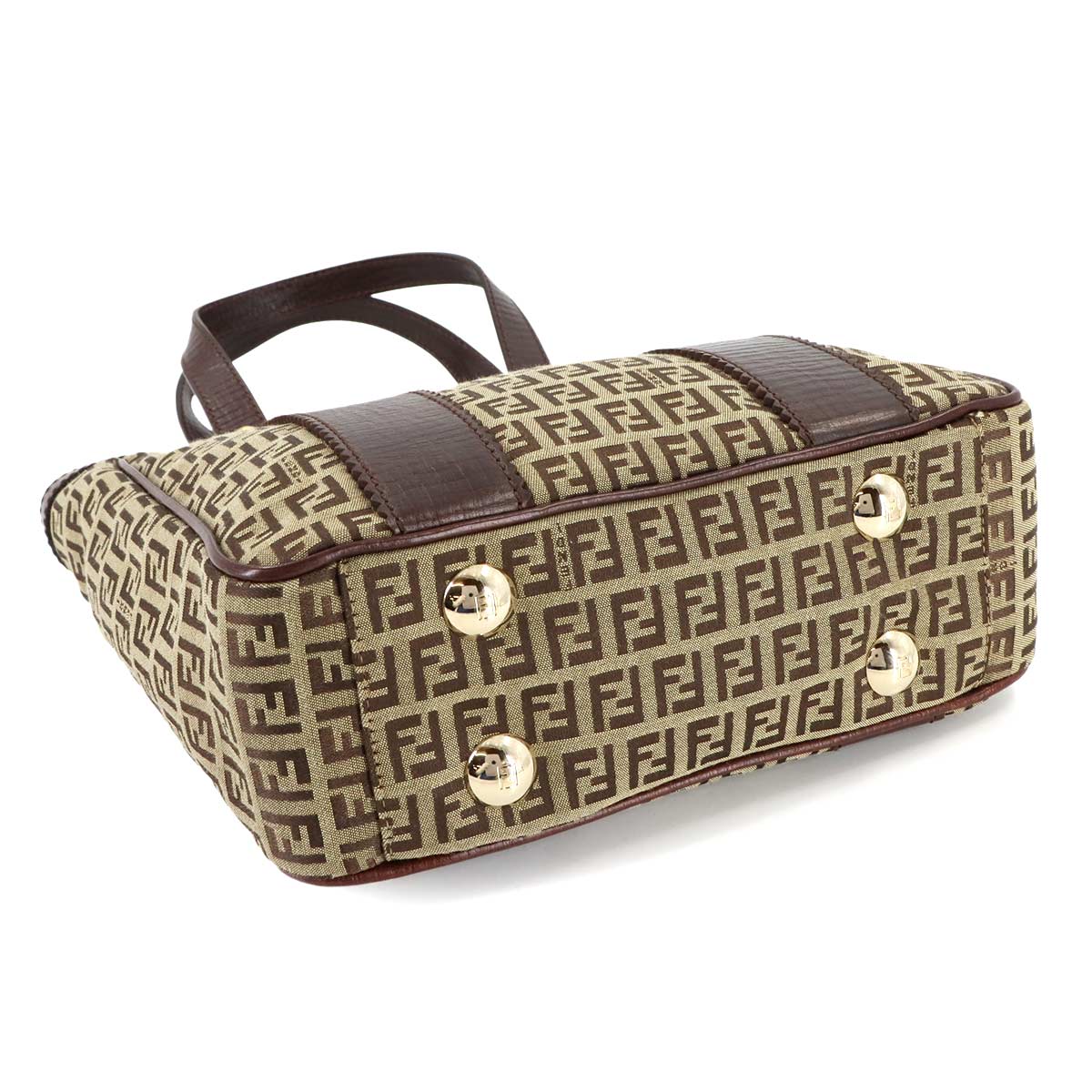 Zucchino Tote Bag Canvas Leather Beige Brown 8BH161 FF Purse