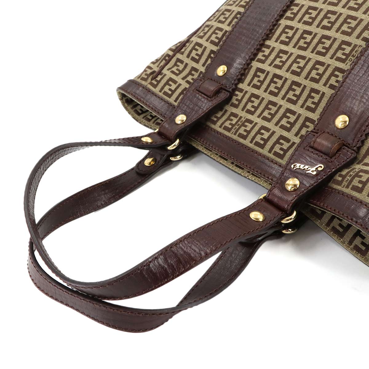Zucchino Tote Bag Canvas Leather Beige Brown 8BH161 FF Purse